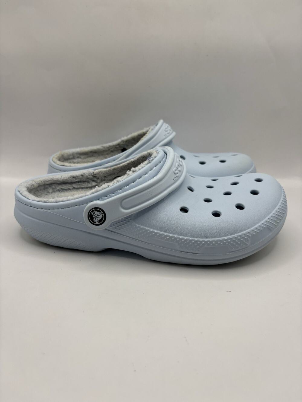 Crocs Classic Lined Fuzzy Blue Clogs Women Size 8
